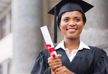 A student or graduate happy with a successful career choice